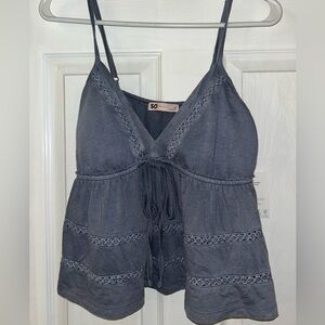 SO Charcoal Lace Detailed Babydoll Top